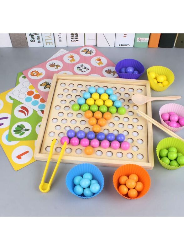 Two In One Memory Chess Clip Bead Game Baby Exercise Using Chopsticks Wooden Montessori Early Childhood Memory Training Toy