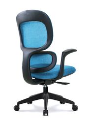 Modern Executive Ergonimic Office Chair with Sliding Seat, Without Headrest, Black Base for Office, Home and Shops, Blue