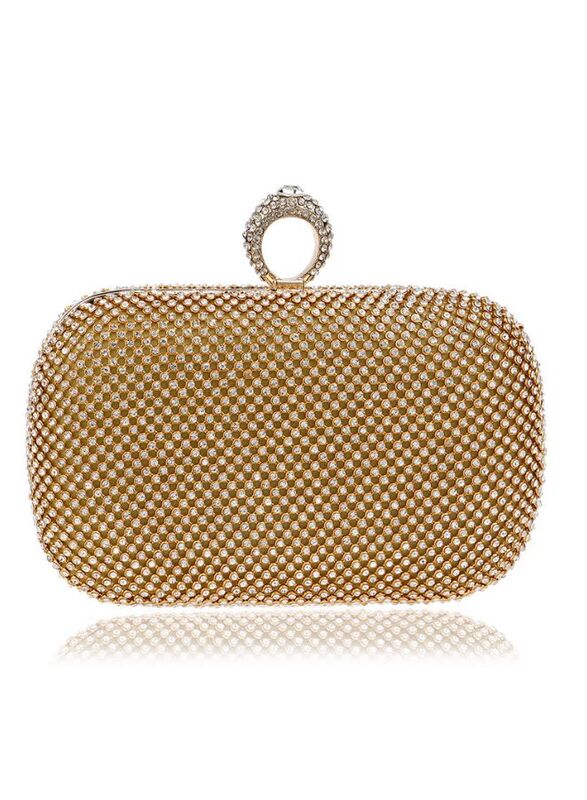 Glamorous Diamond-Studded Crystal Clutch Bags with Chain for Women's Parties and Weddings