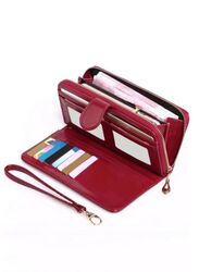 Women's Leather Wallet for everyday use, Women's Clutch with Zipper Coin Purse, Card Holder, and Certificate, Ladies Bracelet Hand Bag