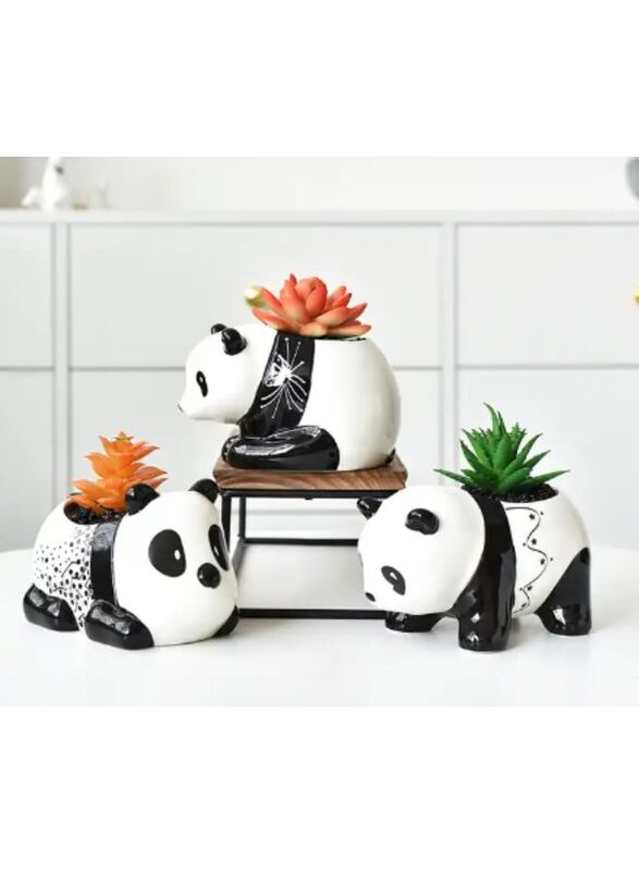 

Generic 3 Pcs Lovely Panda Succulent Ceramic Flower Pot Cute Animal Mini Green Plant Basin Planter Home Decoration Fairy Gardening