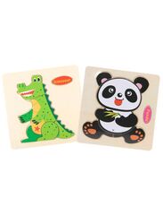 Wooden Puzzles for Kids Boys and Girls Animals Set Dinosaur & Panda