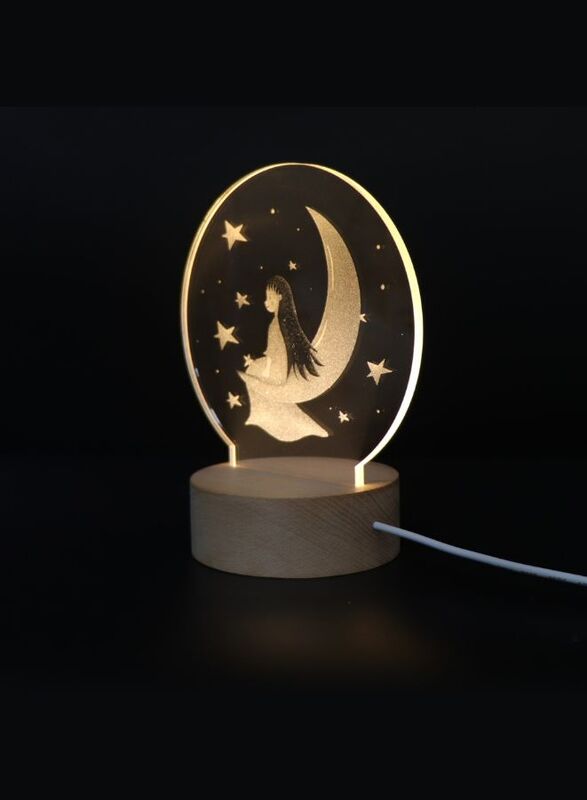 Girl and Moon- Kids Night Light 3D Optical Illusion Lamp Best Gift Idea for your Daughter Great for Home Decor