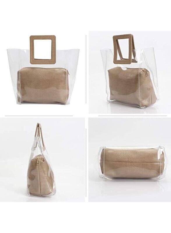 Transparent Brown Leather Bag for Women - Stay Fashionable While Keeping Your Belongings Organized, Brown