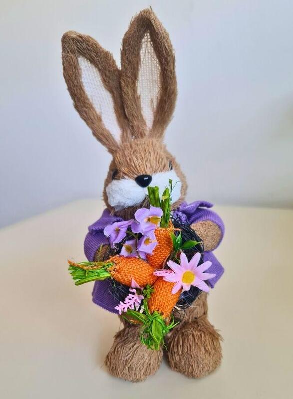 Easter Bunny Garden Decor 28 cm Straw Rabbit Craft Ornament for Yard Signs, Living Rooms, and Bedrooms