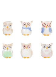 6 Pcs Owl Ceramic Succulent Planter Pots with Drainage Hole, Flowing Glaze Porcelain Handicraft Plant Holder Container for Home Office Garden Decoration Set of 6