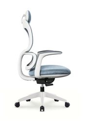 Modern Executive Ergonimic Office Chair With Headrest, White Frame for Office, Home and Shops, Grey