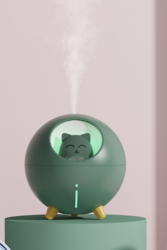 WhiskerBreeze Green Cat Humidifier: Playful Moisture and Refreshing Comfort