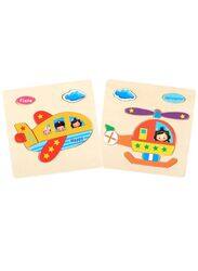 Wooden Puzzles for Kids Boys and Girls Vehicle Set Helicopter & Plane