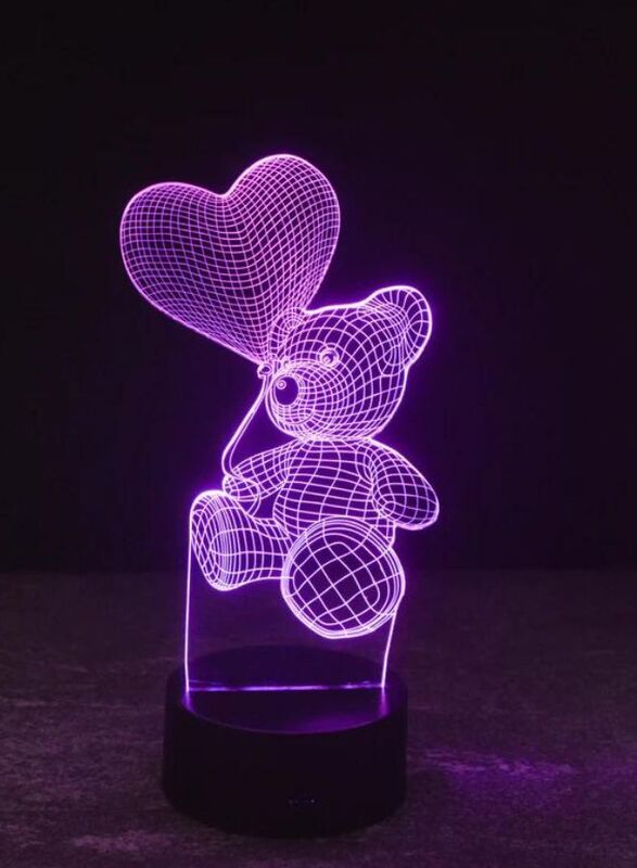 3D Teddy Bear Shape Night Light Touch Table Desk Optical Illusion Lamps 7 Color Changing Lights Home Decoration Xmas Birthday Gift