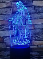 Multi-color Mother Mary 3D LED Night Lamp, USB Desk Lamp, 16 Color with remote control Bedroom Table Lamp, Home Decor Light Gifts