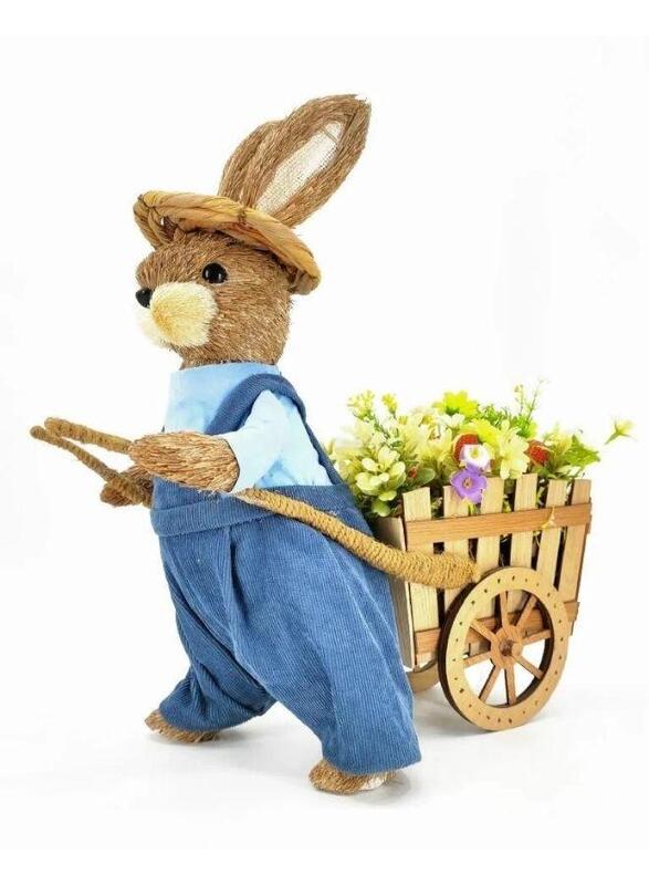 FATIO 96 cm Easter Bunny Figure Handmade with Straw, Party and Easter Decoration Home Decor 25 cm