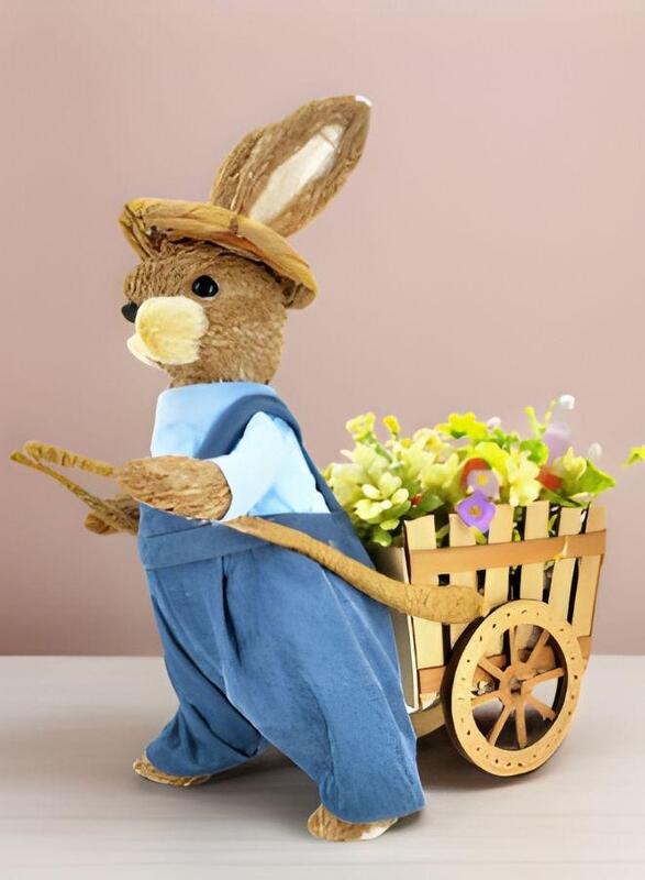 FATIO 96 cm Easter Bunny Figure Handmade with Straw, Party and Easter Decoration Home Decor 25 cm