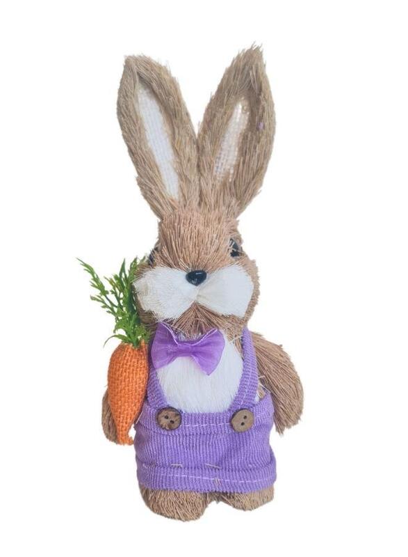 Fatio Easter Bunny Simulation Straw Rabbits Ornament Crafts Decoration for Yard Sign Garden, Living Room, Bedroom (19cm)