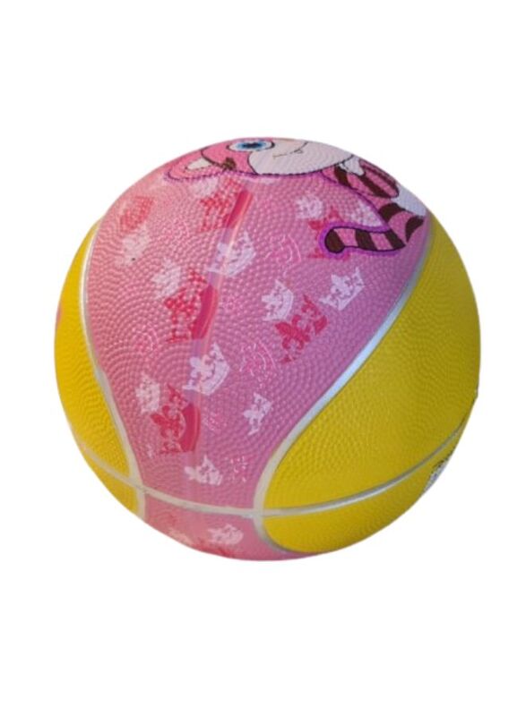 Rubber Size 3 Basketball for Kids Cartoon Ball for Indoor and Outdoor Playing (Yellow)