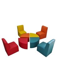 Kids Modular Colorful Soft Foam Sofa Flexible Seating Set Classroom or home, 8 pcs