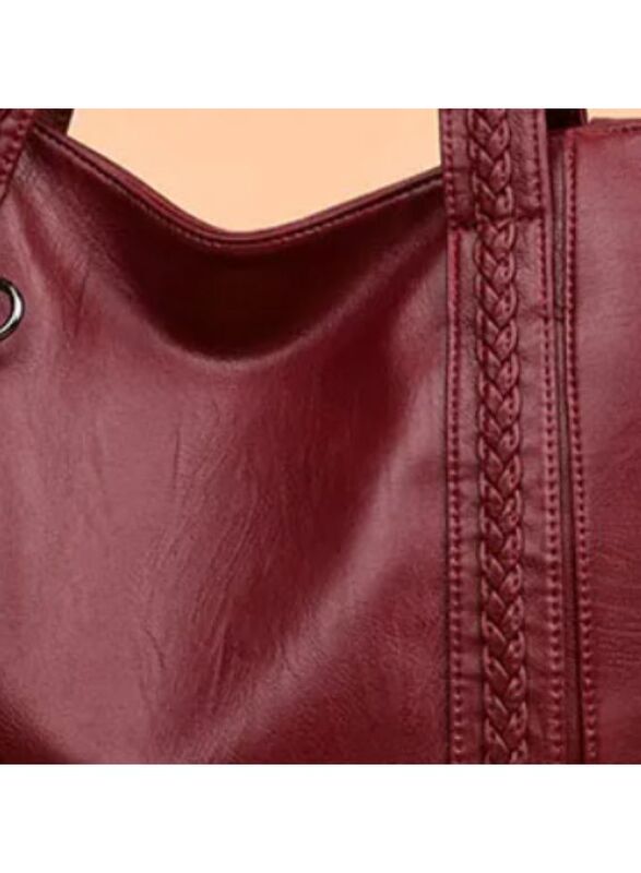 Women Tote Bag PU Leather Shoulder Bags Fashion Bags Large Capacity Handbags with Adjustable Shoulder Strap, Red