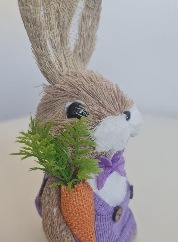 Fatio Easter Bunny Simulation Straw Rabbits Ornament Crafts Decoration for Yard Sign Garden, Living Room, Bedroom (19cm)