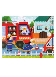 Wooden Jigsaw 120 Pieces Cartoon Animals Fairy Tales Puzzles Children Wood Early Learning Set Montessori Education Toy Kids Gift, Fire Fighters
