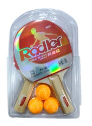 Table Tennis Set for Indoor and Outdoor Fun, 2 Wooden Table Tennis Rackets with 3 Balls for Kids Playing, Multicolor