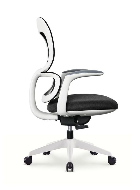 Modern Executive Ergonimic Office Chair Without Headrest, White Frame for Office, Home and Shops, Black