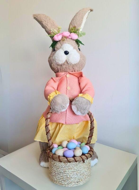 FATIO Straw Handmade Easter Bunny Figure Party and Easter Decoration Home Decor 96 cm
