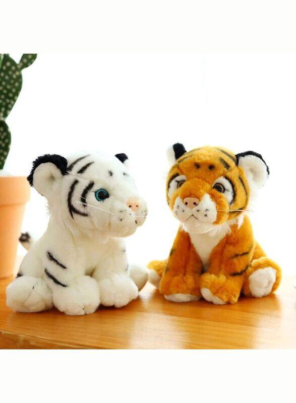 20cm Realistic Tiger Animal Plush Soft Stuffed Doll made from Eco-friendly Cotton Toy Bed Sofa Chair Decoration,Yellow