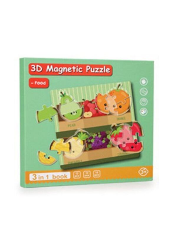 

Generic Montessori Magnetic Cardboard Puzzle Book Toys Durable Reusable Paper Puzzles for Visual Cognitive Training Food