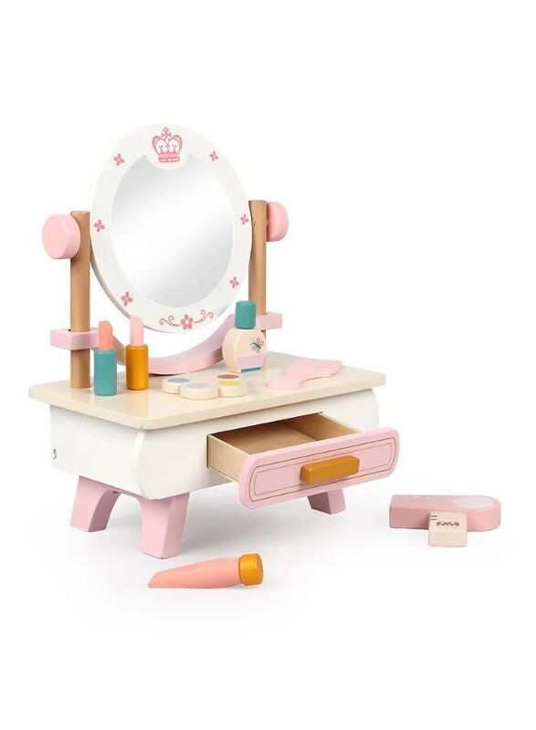 

Generic Wooden Mini Pink dressing Table Children's table and chair role-playing game Play as a family toy