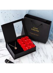 Valentine's Day Gift Box, Eternal Rose, Soap Flowers, Jewelry Gift Box for Valentine's Day, Mother's Day, Wedding and Anniversary (Without Necklace)