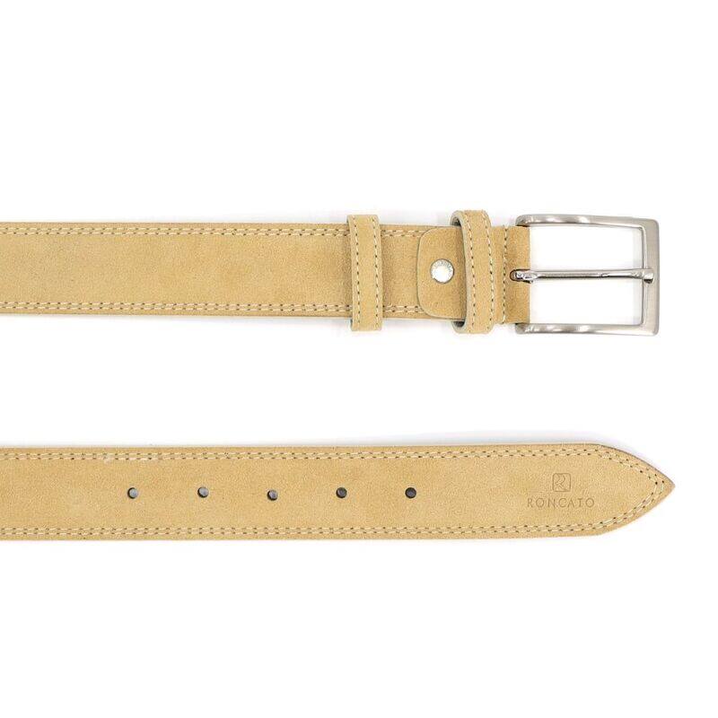 Upgrade Your Look with R RONCATO Tan Suede Leather Belt - A Timeless Accessory for Every Occasion, 120cm