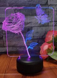 Multi-color Rose and Butterfly 3D LED Night Lamp, USB Desk Lamp, 16 Color with remote control Bedroom Table Lamp, Home Decor Light Gifts