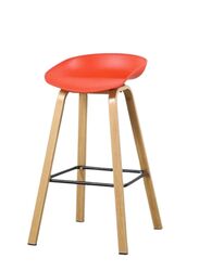 High Stool for Office, Lobby, Clubs, Bars, Reception, Bar Stool with Wooden Legs, Red