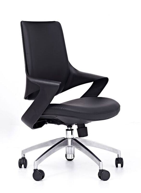 

Generic Comfortable Leather Office Chair Without Headrest for Long Use in Office, Home and Shops, Black