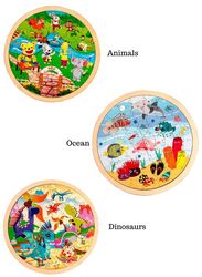 Large Piece Puzzles for Kids Children Wooden Puzzle 64 Pieces Educational Cartoon Puzzle Game Kids Toys Dinosaurs
