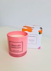 Pretty in Pink: Delicate Glass Jar Pink Rose Scented Candle - Romantic Floral Elegance - Long-lasting Fragrance - Up to 45 Hours of Enchanting Burn Time