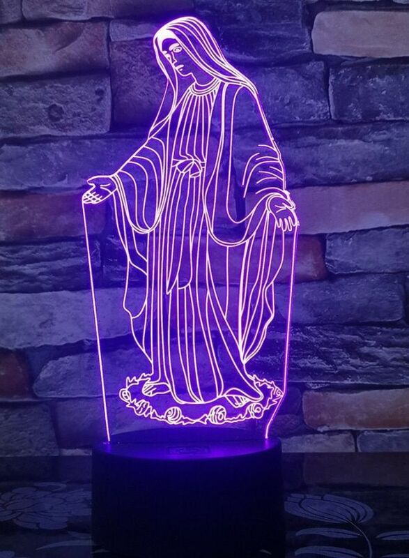 Multi-color Mother Mary 3D LED Night Lamp, USB Desk Lamp, 16 Color with remote control Bedroom Table Lamp, Home Decor Light Gifts