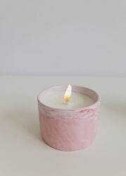 Delicate Glass Jar Pink Rose Scented Candle - Romantic Floral Elegance - Long-lasting Fragrance