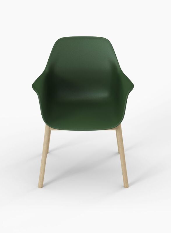 Wood Leg Plastic PP Back Office Chair, Visitor Chair For Office and Home, Green