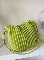 Minimalist Ruched Design Bucket Bag For Women, Green