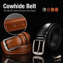 Mens Leather Strap Belt Mens Pin Buckle Luxury Waistband, Brown