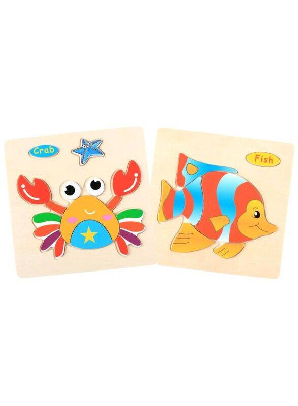 

Generic Wooden Puzzles for Kids Boys and Girls Animals Set Crab & Fish