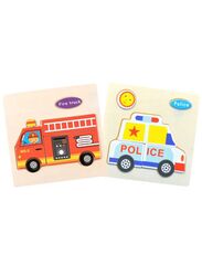 Wooden Puzzles for Kids Boys and Girls Vehicle Set Fire Truck & Police