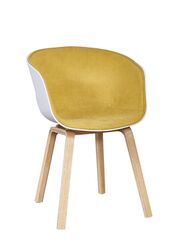 Visitor Chair With Upholstery and Wooden Legs for Visitors in Office, Lobby, Living Room, Yellow