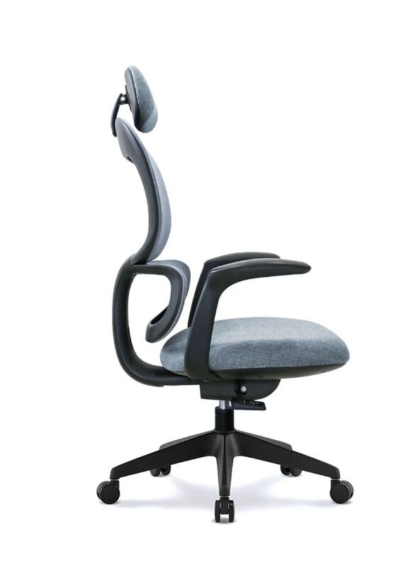Modern Executive Ergonimic Office Chair With Sliding Seat and Headrest, Black Base for Office, Home and Shops, Grey