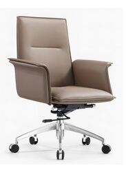 Modern Stylish Medium Back Manager Leather Office Chair for Executives, Managers in Office, Home, Beige