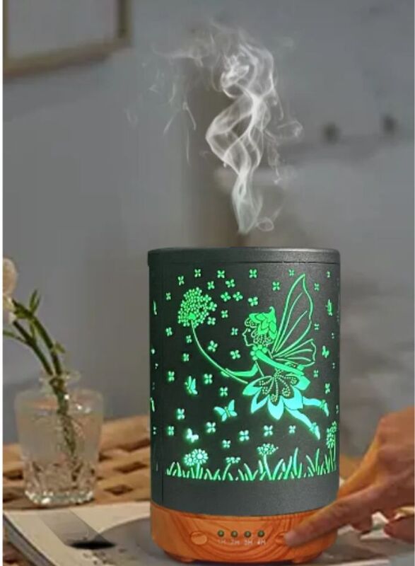 Essential Oil Diffuser With 120 Ml Capacity. Metal Aromatherapy Diffuser With Auto Shut Off Protection, Waterless, 7 Selectable Led Colors, for Home, Office, Spa, Fairy