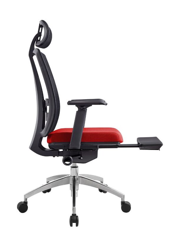 Modern Ergonomic Office Chair with Adjustable Headrest, Armrest and Footrest for Office Executives and Managers, Red