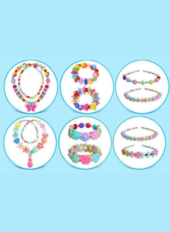 250 pcs DIY Beads Set for Jewelry Making for Kids and Adults, Craft DIY Necklace, Bracelets, hair hoop and more Using Colorful Acrylic Crafting Beads Kit Box with Accessories, Design 2