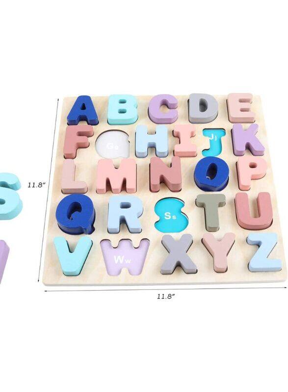 Large Alphabet Upper Case Letter and Number Wood Montessori Learning Board Educational Toys for Kids Set of 2